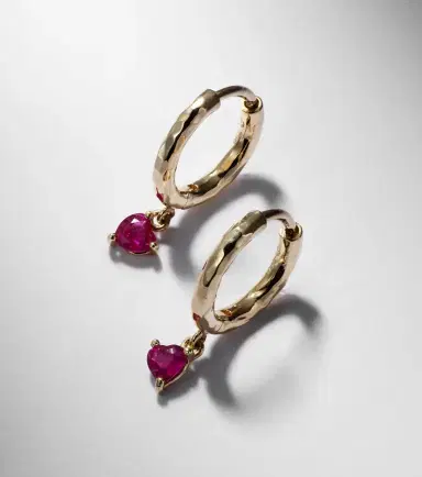 Octavia Elizabeth Charmed Micro Gabby 18kt gold hoop earrings with ruby | Thumbnail 5 Octavia Elizabeth Charmed Micro Gabby 18kt gold hoop earrings with ruby | Thumbnail 5