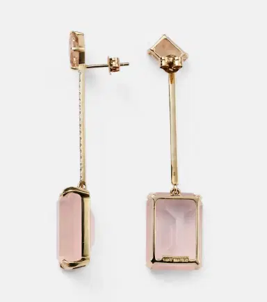 Mateo 14kt gold earrings with morganite, quartz and diamonds | Thumbnail 2 Mateo 14kt gold earrings with morganite, quartz and diamonds | Thumbnail 2