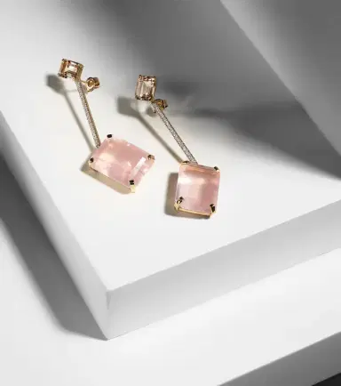 Mateo 14kt gold earrings with morganite, quartz and diamonds | Thumbnail 5 Mateo 14kt gold earrings with morganite, quartz and diamonds | Thumbnail 5