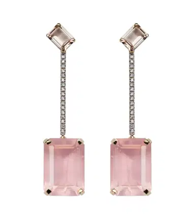 Mateo 14kt gold earrings with morganite, quartz and diamonds | Thumbnail 1 Mateo 14kt gold earrings with morganite, quartz and diamonds | Thumbnail 1
