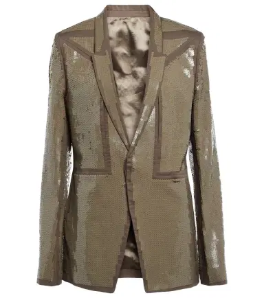 Rick Owens Sequined single-breasted cotton blazer | Thumbnail 1 Rick Owens Sequined single-breasted cotton blazer | Thumbnail 1
