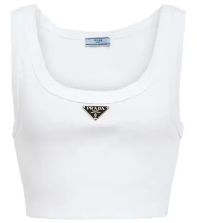 Prada Logo cotton jersey crop top | Thumbnail 1 Prada Logo cotton jersey crop top | Thumbnail 1