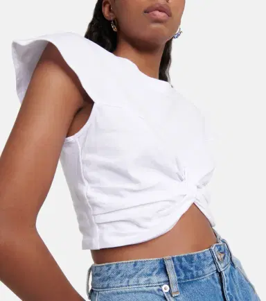 Isabel Marant Zineae cotton jersey crop top | Thumbnail 4 Isabel Marant Zineae cotton jersey crop top | Thumbnail 4