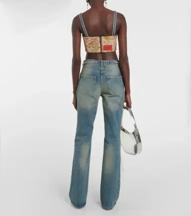 Alessandra Rich Floral cropped denim bustier top | Thumbnail 5 Alessandra Rich Floral cropped denim bustier top | Thumbnail 5