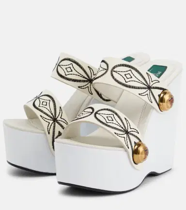 Pucci Embroidered leather wedge sandals | Thumbnail 3 Pucci Embroidered leather wedge sandals | Thumbnail 3