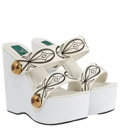 Pucci Embroidered leather wedge sandals | Thumbnail 1 Pucci Embroidered leather wedge sandals | Thumbnail 1