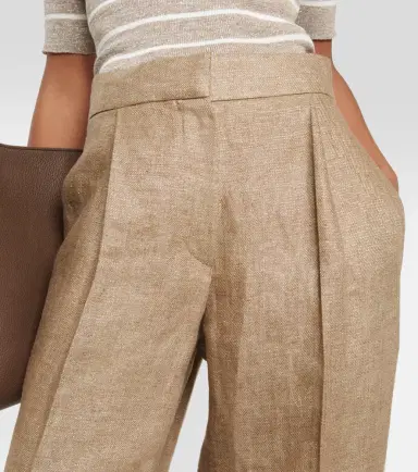 Brunello Cucinelli Mid-rise tapered linen pants | Thumbnail 3 Brunello Cucinelli Mid-rise tapered linen pants | Thumbnail 3