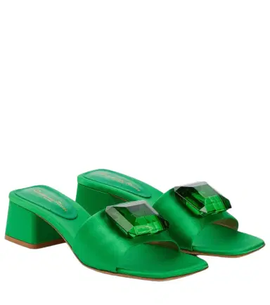 Gianvito Rossi Jaipur Slide embellished satin sandals | Thumbnail 1 Gianvito Rossi Jaipur Slide embellished satin sandals | Thumbnail 1