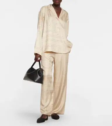 Toteme Logo wide-leg silk pants | Thumbnail 4 Toteme Logo wide-leg silk pants | Thumbnail 4