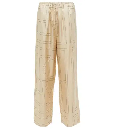 Toteme Logo wide-leg silk pants | Thumbnail 1 Toteme Logo wide-leg silk pants | Thumbnail 1