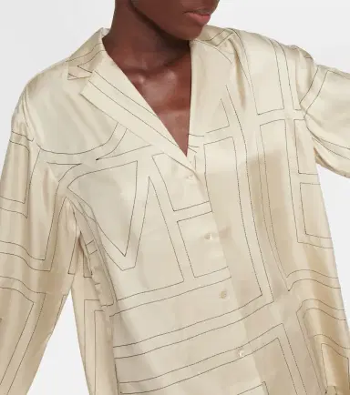 Toteme Logo-embroidered silk shirt | Thumbnail 2 Toteme Logo-embroidered silk shirt | Thumbnail 2