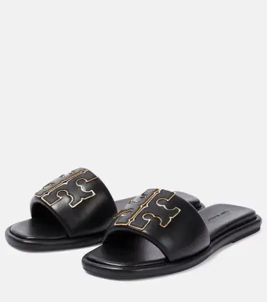Tory Burch Double T leather slides | Thumbnail 2 Tory Burch Double T leather slides | Thumbnail 2