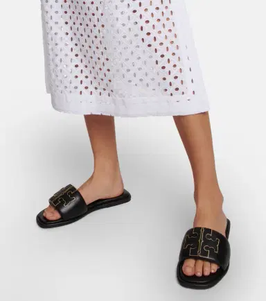 Tory Burch Double T leather slides | Thumbnail 6 Tory Burch Double T leather slides | Thumbnail 6