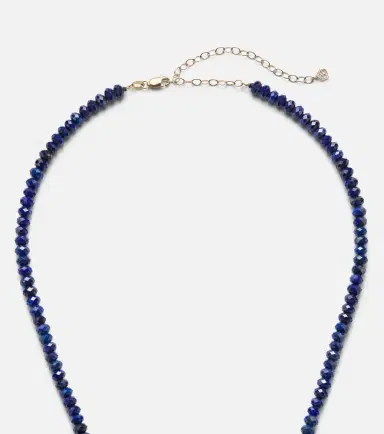Sydney Evan 14kt gold beaded necklace with diamonds and lapis | Thumbnail 2 Sydney Evan 14kt gold beaded necklace with diamonds and lapis | Thumbnail 2