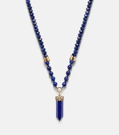 Sydney Evan 14kt gold beaded necklace with diamonds and lapis | Thumbnail 3 Sydney Evan 14kt gold beaded necklace with diamonds and lapis | Thumbnail 3