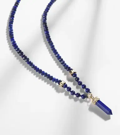 Sydney Evan 14kt gold beaded necklace with diamonds and lapis | Thumbnail 4 Sydney Evan 14kt gold beaded necklace with diamonds and lapis | Thumbnail 4