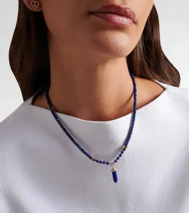 Sydney Evan 14kt gold beaded necklace with diamonds and lapis | Thumbnail 5 Sydney Evan 14kt gold beaded necklace with diamonds and lapis | Thumbnail 5