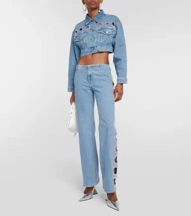 7 For All Mankind Babe embellished cropped denim jacket | Thumbnail 4 7 For All Mankind Babe embellished cropped denim jacket | Thumbnail 4
