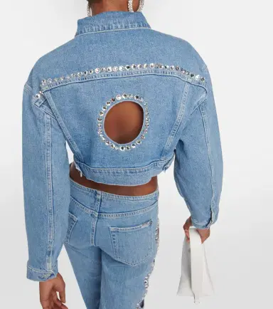 7 For All Mankind Babe embellished cropped denim jacket | Thumbnail 5 7 For All Mankind Babe embellished cropped denim jacket | Thumbnail 5