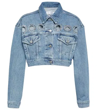7 For All Mankind Babe embellished cropped denim jacket | Thumbnail 1 7 For All Mankind Babe embellished cropped denim jacket | Thumbnail 1