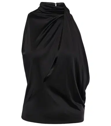 Versace Cutout turtleneck satin top | Thumbnail 1 Versace Cutout turtleneck satin top | Thumbnail 1