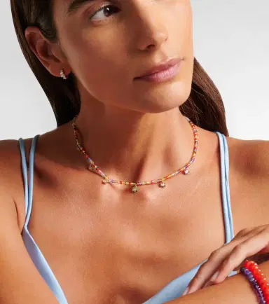 Sydney Evan Evil Eye 14kt gold beaded necklace with diamonds | Thumbnail 3 Sydney Evan Evil Eye 14kt gold beaded necklace with diamonds | Thumbnail 3