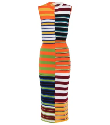 Marni Striped wool midi dress | Thumbnail 1 Marni Striped wool midi dress | Thumbnail 1