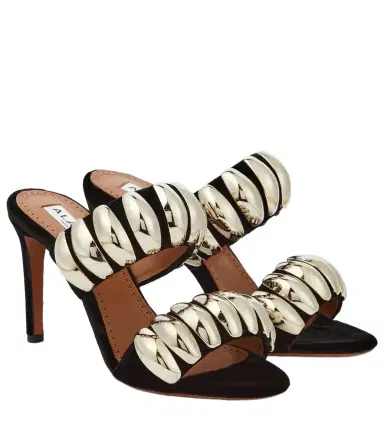 Alaïa Alaïa Tribale embellished suede mules | Thumbnail 1 Alaïa Alaïa Tribale embellished suede mules | Thumbnail 1