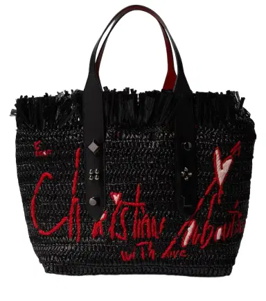Christian Louboutin Frangibus Medium embroidered raffia tote bag | Thumbnail 1 Christian Louboutin Frangibus Medium embroidered raffia tote bag | Thumbnail 1