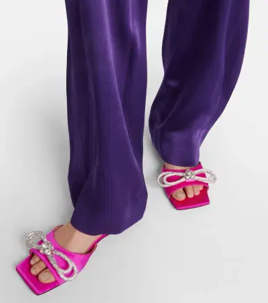 Mach & Mach Double Bow embellished satin mules | Thumbnail 3 Mach & Mach Double Bow embellished satin mules | Thumbnail 3