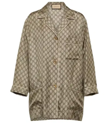 Gucci GG Supreme oversized silk shirt | Thumbnail 1 Gucci GG Supreme oversized silk shirt | Thumbnail 1