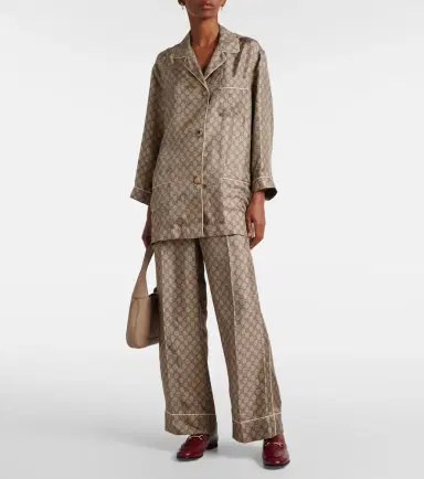 Gucci GG Supreme wide-leg silk pants | Thumbnail 2 Gucci GG Supreme wide-leg silk pants | Thumbnail 2