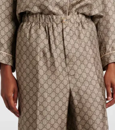 Gucci GG Supreme wide-leg silk pants | Thumbnail 3 Gucci GG Supreme wide-leg silk pants | Thumbnail 3