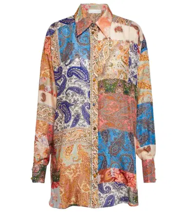 Zimmermann Devi oversized patchwork silk shirt | Thumbnail 1 Zimmermann Devi oversized patchwork silk shirt | Thumbnail 1