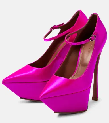 Amina Muaddi Yigit satin platform pumps | Thumbnail 4 Amina Muaddi Yigit satin platform pumps | Thumbnail 4