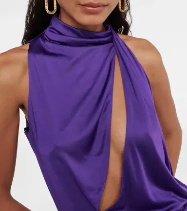 Versace Cutout turtleneck satin top | Thumbnail 2 Versace Cutout turtleneck satin top | Thumbnail 2