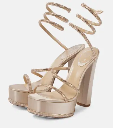 René Caovilla Embellished satin platform sandals | Thumbnail 3 René Caovilla Embellished satin platform sandals | Thumbnail 3