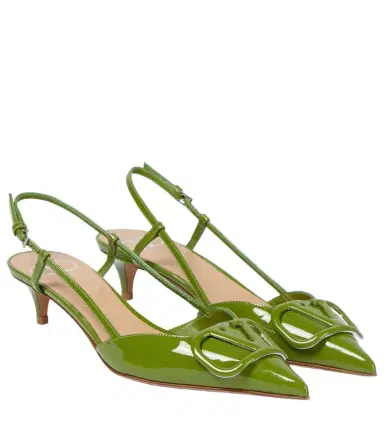 Valentino Garavani VLogo patent leather slingback pumps | Thumbnail 1 Valentino Garavani VLogo patent leather slingback pumps | Thumbnail 1