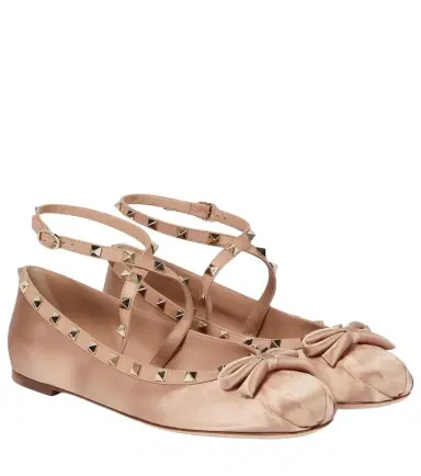 Valentino Garavani Rockstud satin ballet flats | Thumbnail 1 Valentino Garavani Rockstud satin ballet flats | Thumbnail 1