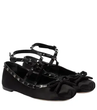 Valentino Garavani Rockstud satin ballet flats | Thumbnail 1 Valentino Garavani Rockstud satin ballet flats | Thumbnail 1