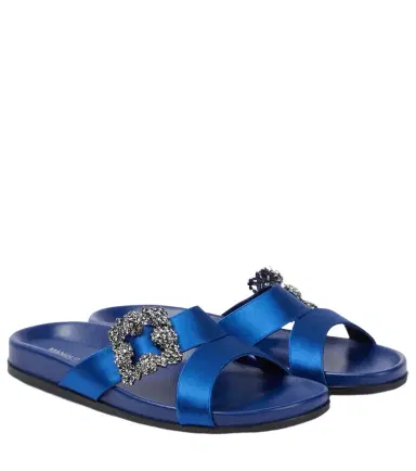 Manolo Blahnik Chilanghi embellished satin sandals | Thumbnail 1 Manolo Blahnik Chilanghi embellished satin sandals | Thumbnail 1