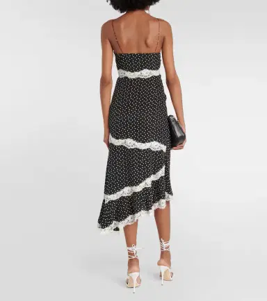 Alessandra Rich Lace-trimmed polka-dot silk midi dress | Thumbnail 3 Alessandra Rich Lace-trimmed polka-dot silk midi dress | Thumbnail 3