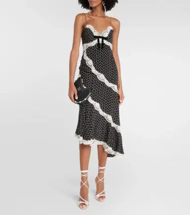 Alessandra Rich Lace-trimmed polka-dot silk midi dress | Thumbnail 4 Alessandra Rich Lace-trimmed polka-dot silk midi dress | Thumbnail 4
