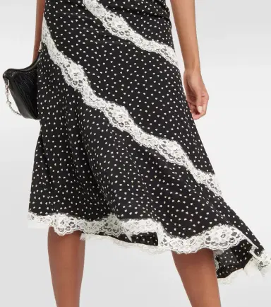 Alessandra Rich Lace-trimmed polka-dot silk midi dress | Thumbnail 5 Alessandra Rich Lace-trimmed polka-dot silk midi dress | Thumbnail 5