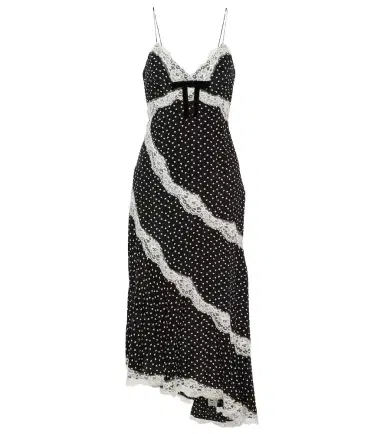Alessandra Rich Lace-trimmed polka-dot silk midi dress | Thumbnail 1 Alessandra Rich Lace-trimmed polka-dot silk midi dress | Thumbnail 1