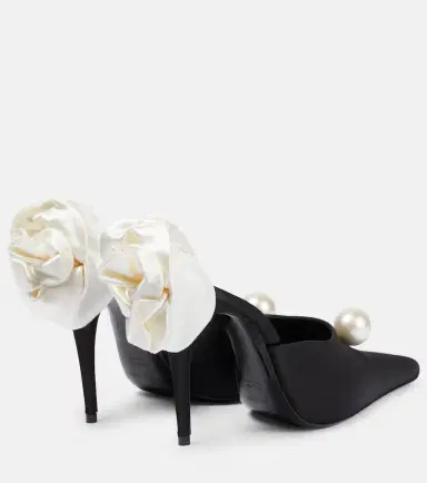 Magda Butrym Appliqué embellished satin mules | Thumbnail 2 Magda Butrym Appliqué embellished satin mules | Thumbnail 2