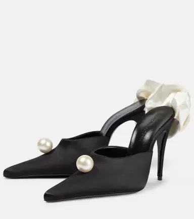 Magda Butrym Appliqué embellished satin mules | Thumbnail 3 Magda Butrym Appliqué embellished satin mules | Thumbnail 3