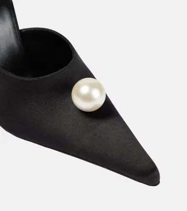 Magda Butrym Appliqué embellished satin mules | Thumbnail 4 Magda Butrym Appliqué embellished satin mules | Thumbnail 4