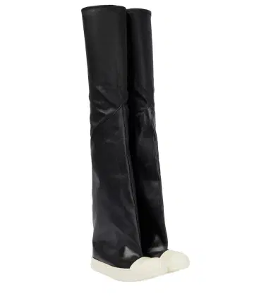 Rick Owens Oblique leather over-the-knee boots | Thumbnail 1 Rick Owens Oblique leather over-the-knee boots | Thumbnail 1