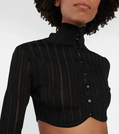 Alaia Alaïa Ribbed-knit cropped cardigan | Thumbnail 4 Alaia Alaïa Ribbed-knit cropped cardigan | Thumbnail 4